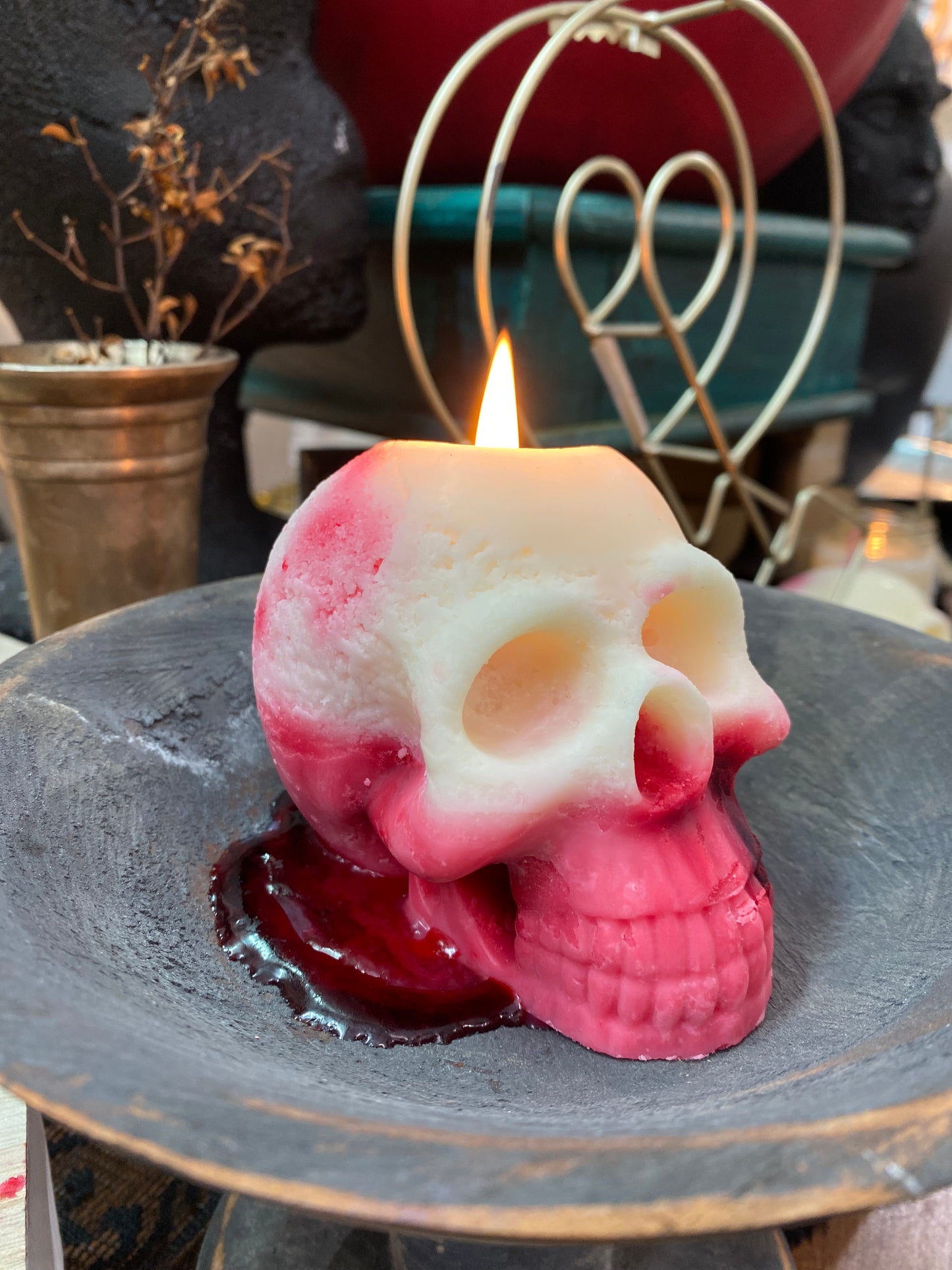 Bleeding Skull Candle